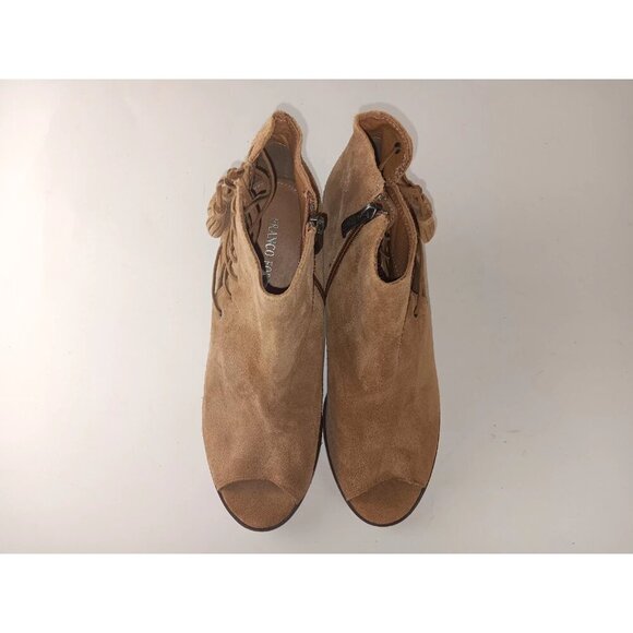 Franco Fortini Women's Brown Suede Zipper Block Heel Boots  Size 10 - Picture 2 of 11